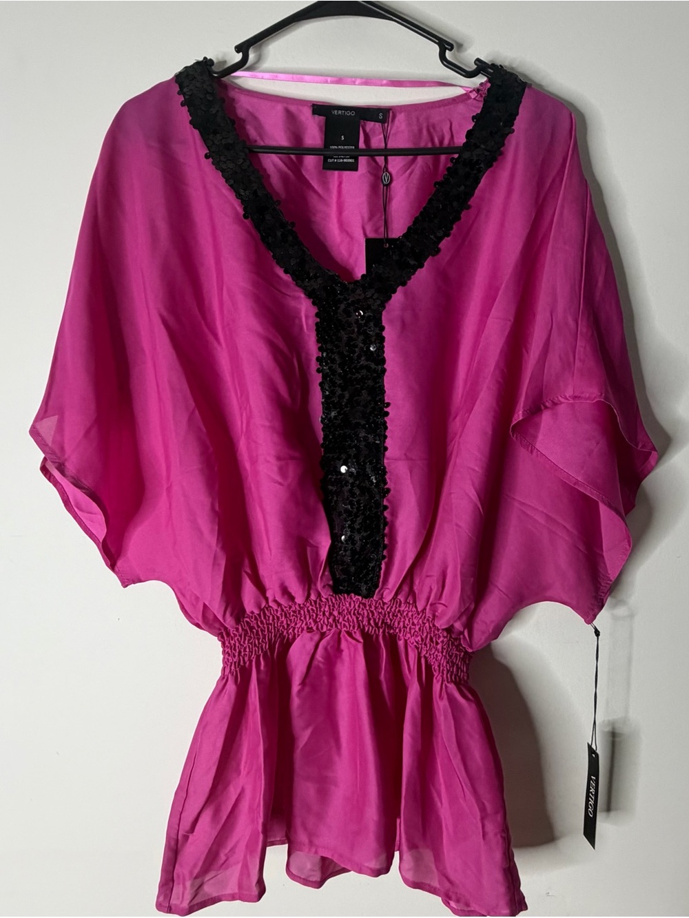 Vertigo Paris Fuchsia Tunic with Black Sequin Trim